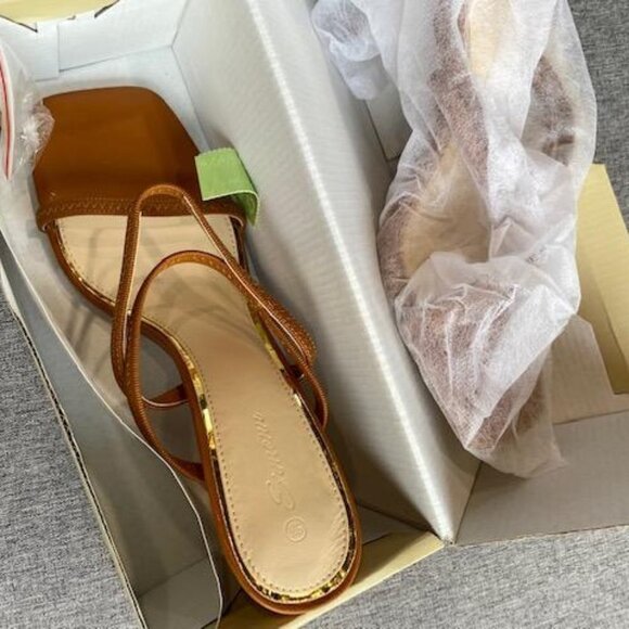 Square Open Toe Mules Heeled Sandals Stiletto Heels Slip On Slingback, Size 9.5 - Picture 3 of 7